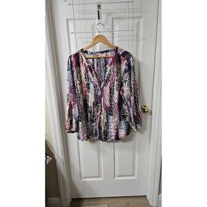 Philosophy Woman Plus Size 2X Abstract Floral Print V-Neck Blouse
